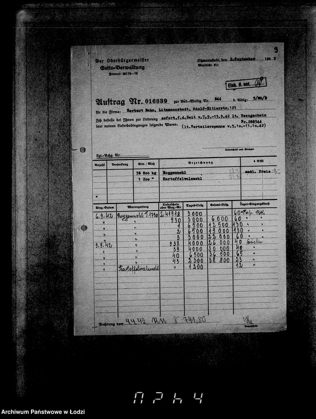 image.from.unit.number "Aufträge, [Lieferscheinen und Rechnungen] 16791-16840 [Dostawa żywności do Getta]"