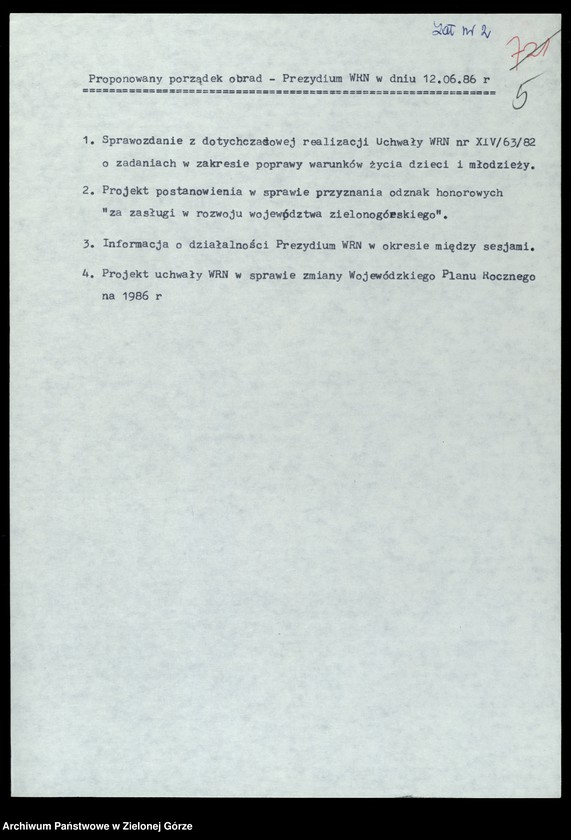 image.from.unit.number "Protokóły z posiedzeń Prezydium Wojewódzkiej Rady Narodowej w Zielonej Górze; Nr 25 - 27 "