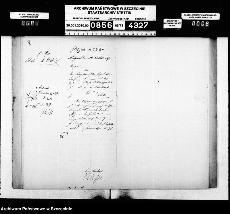 image.from.unit.number "Kontrolle über die Anstellung der Geistlichen in Folge des Gesetzes vom 11. Mai 1873 im Kreise Belgard"