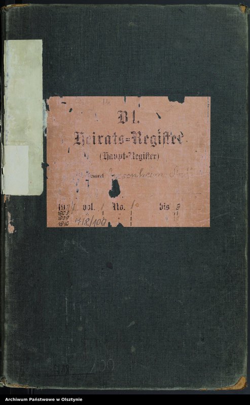 image.from.unit.number "Heirats-Haupt-Register Nr 1 - 9 [1907], Nr 1-11 [1908], Nr 1-16 [1909], Nr 1-12 [1910]"