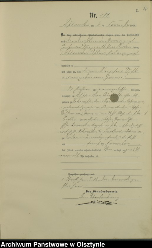 image.from.unit.number "Sterbe-Haupt-Register Tom II, Nr 398-510"