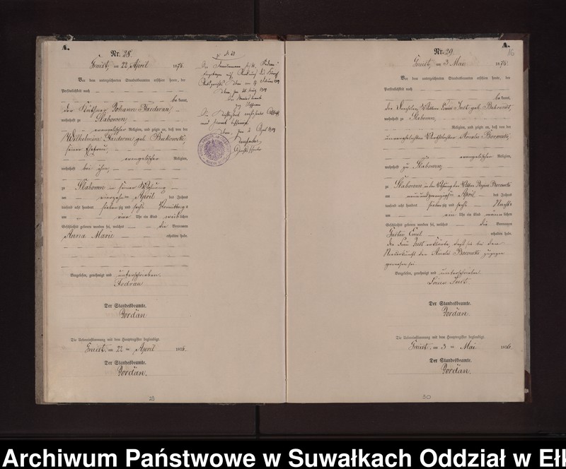 image.from.unit.number "Geburts-Neben-Register des Preussischen Standes-Amtes Gneist Kreis Loetzen"