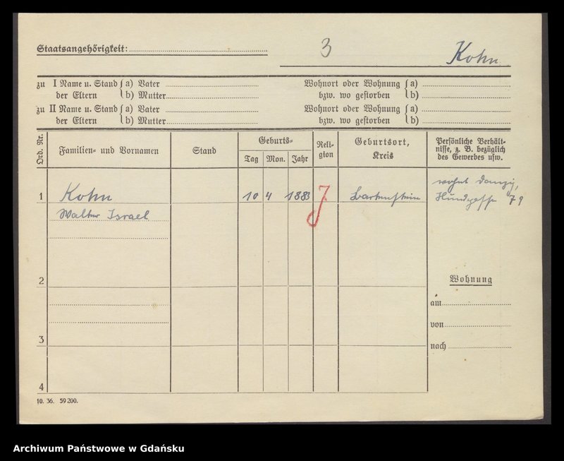 image.from.unit.number "Karty meldunkowe: Kohn - Kohnke"