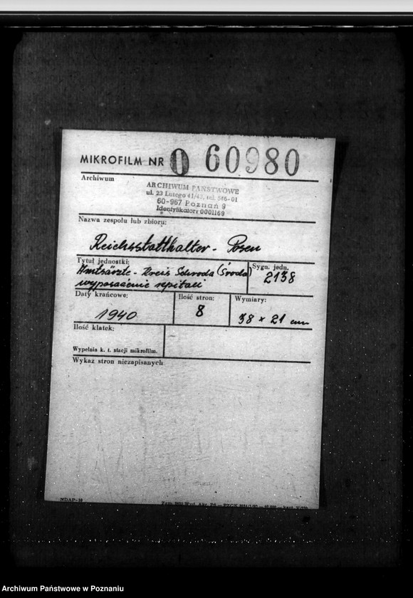 Obraz 2 z jednostki "Amtsärzte Kreis Schroda (Środa) - wyposażenie szpitali"