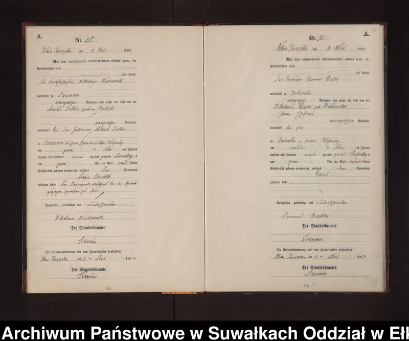 image.from.unit.number "Geburts-Neben-Register des Preussischen Standes-Amtes Gr. Konopken Kreis Loetzen"