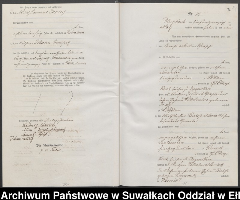 image.from.unit.number "[Heiraths-Haupt-Register des Königlichen Preussischen Standes-Amtes Kumilsko Kreis Johannisburg]"