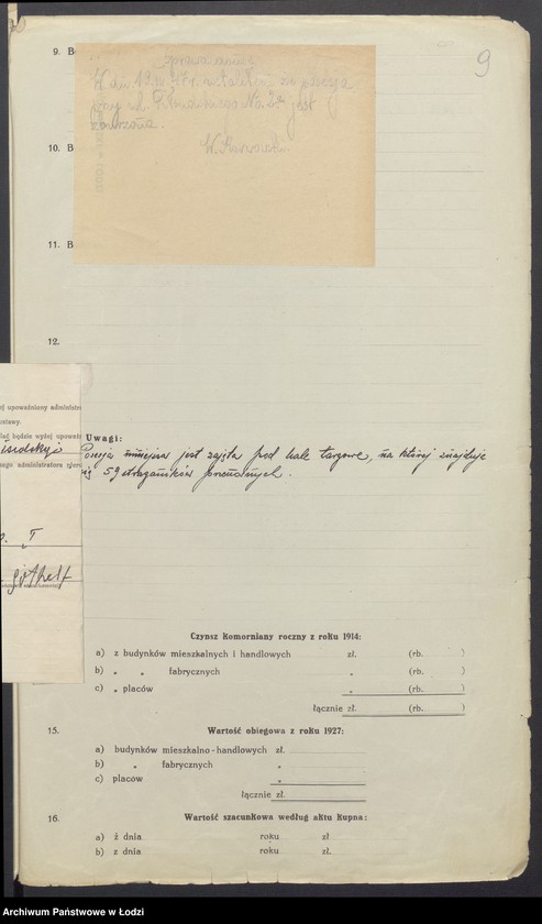 image.from.unit.number "Księga inwentarzowa nieruchomości m. Łodzi ul. Wschodnia"