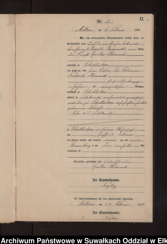image.from.unit.number "Sterbe-Neben-Register des Preussischen Standes-Amtes Stasswinnen Kreis Lötzen"