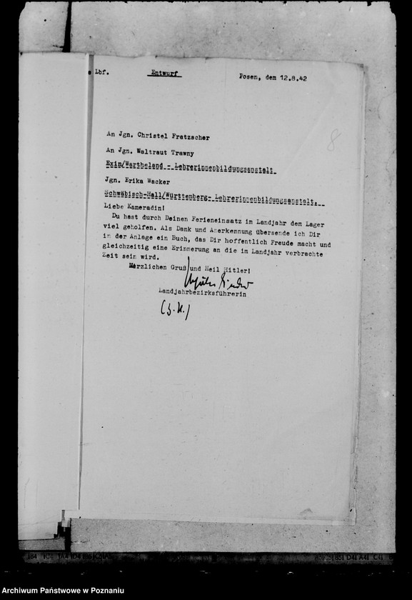 Obraz 12 z jednostki "Einsazt von Schülerinnen in die Landjahrlager"