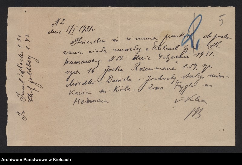 image.from.unit.number "Załączniki do akt zgonu Okręgu Bożniczego Kielce za rok 1931"
