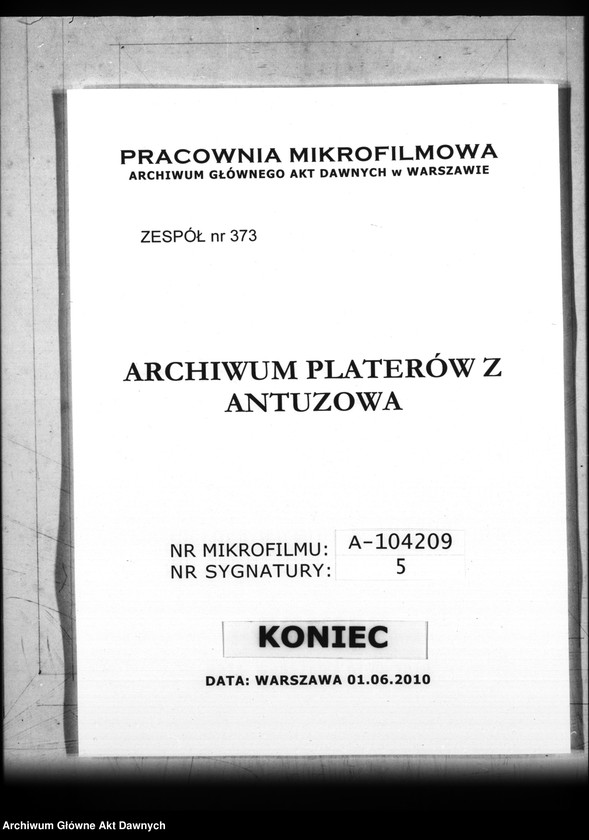 Obraz z zespołu "Archiwum Platerów z Antuzowa"