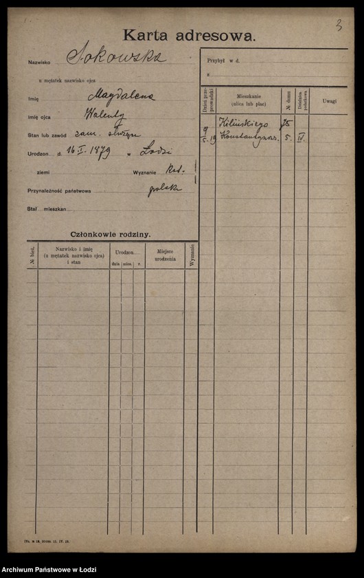 Obraz 6 z jednostki "[Spis ludności Łodzi] Sokowska-Sońska"