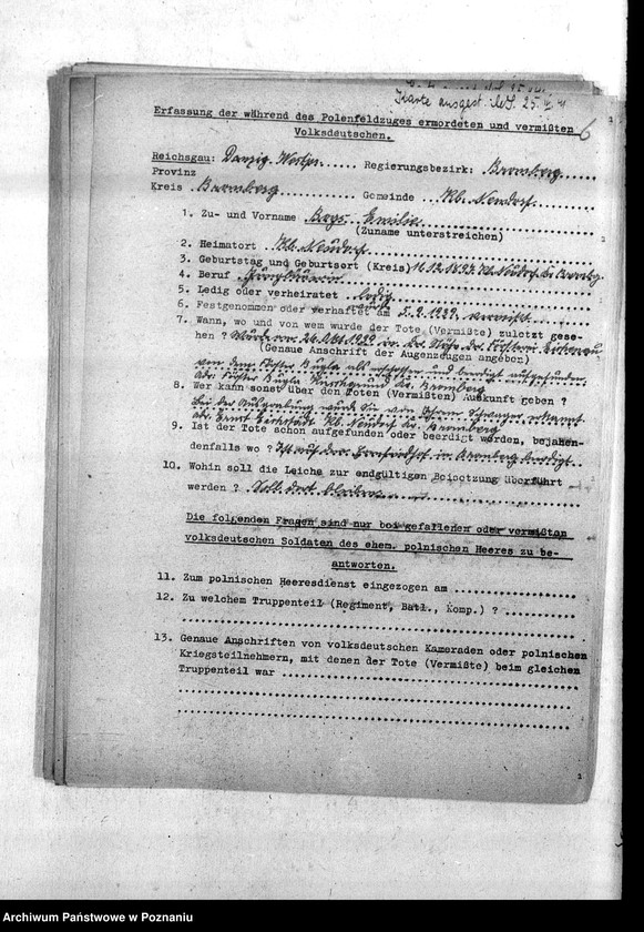 Obraz 10 z jednostki "Wykazy miejscowych Niemców z powiatu bydgoskiego, którzy zginęli w 1939 roku"