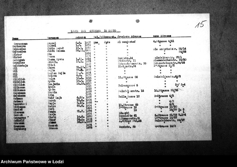 Obraz 18 z jednostki "[Alfabetyczny spis mieszkańców getta. Litery G i H]"