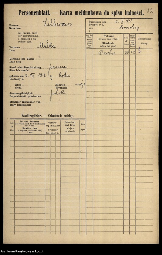 image.from.unit.number "[Spis ludności Łodzi] Zilberblatt - Zilberszpic"