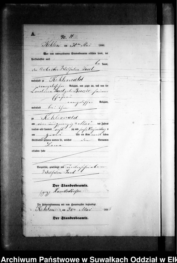 image.from.unit.number "Geburts-Neben-Register des Preussischen Standes-Amtes Kehlen Kreis Angerburg"