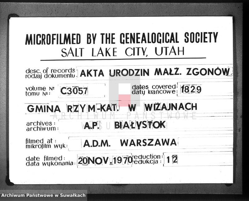 image.from.unit.number "Duplikat parafij wiżaynskiey z roku 1829"