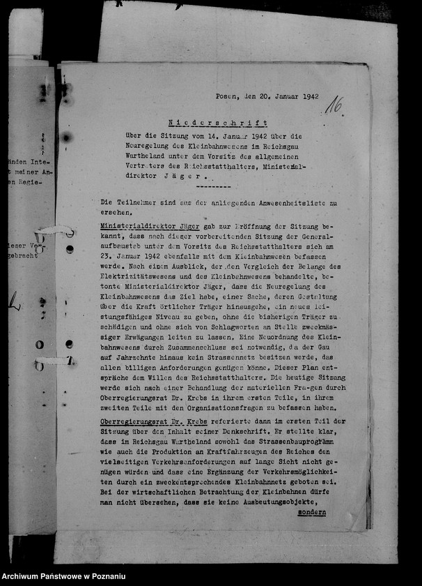 Obraz 20 z jednostki "Protokół konferencji oraz korespondencja władz w sprawach kolei powiatowych"