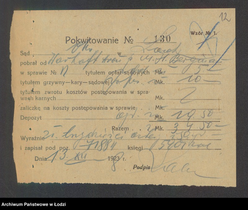 Obraz 14 z jednostki "Aron Warhaft i M. H. Bergman - Wyrób i sprzedaż towarów włókienniczych i pośrednictwo handlowe Polwit"