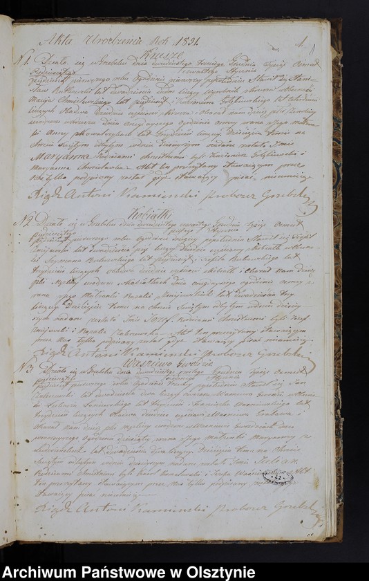 image.from.unit.number "Duplikat Aktów Urodzenia, Zaślubień, Zeyścia za Rok 1851 z Parafij Grzebskiey"
