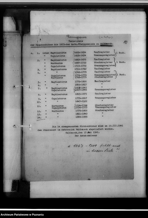 Obraz 14 z jednostki "Einziehungsprotokolle [ksiąg kościelnych]. Bestand der Kirchenbücher der katholischen Gemeinde Neipe [Niepart] und Berghausen [Wola], Kreis Gostingen [powiat gostyński]"