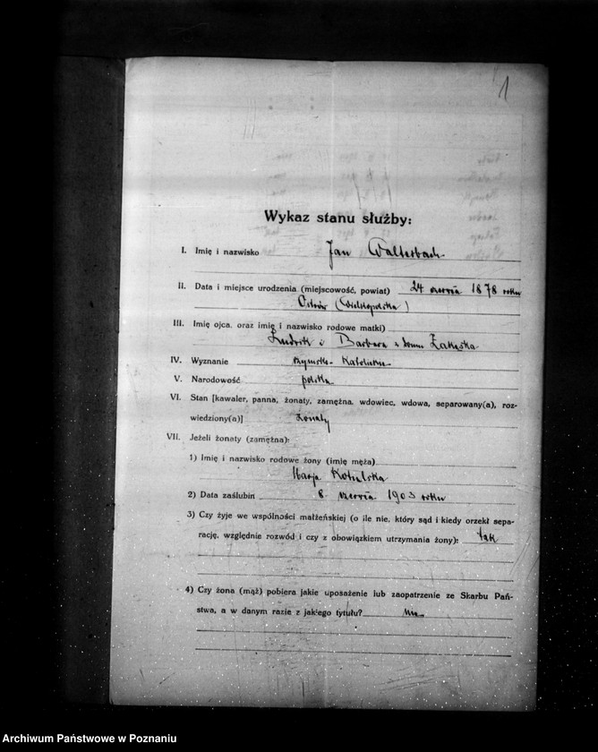 Obraz 5 z jednostki "Akta osobiste Walterbacha Jana komisarza obwodowego w Trzemesznie"