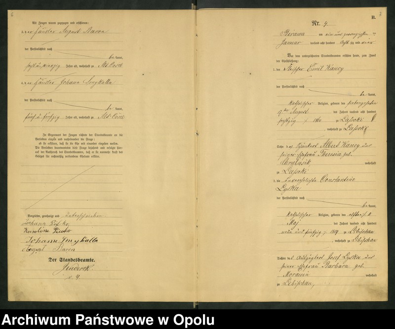 image.from.unit.number "Urząd Stanu Cywilnego Bierawa Księga małżeństw rok 1884-85"