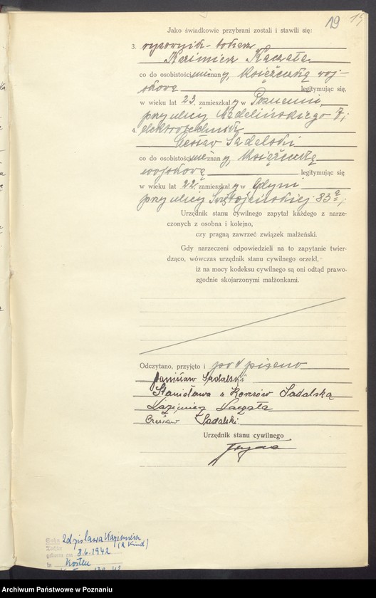 Obraz 20 z jednostki "Księga miejscowa małżeństw tom I [Rejestr główny małżeństw]"