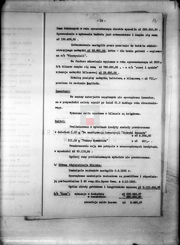 Obraz 18 z jednostki "/Sprawozdanie z nadzwyczajnej rewizji Głównej Kasy Miejskiej w Kościanie/"