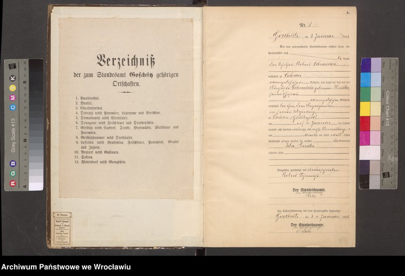 Obraz 3 z jednostki "księga urodzeń Urzędu Stanu Cywilnego w Goszczu (Goschütz) 1898"