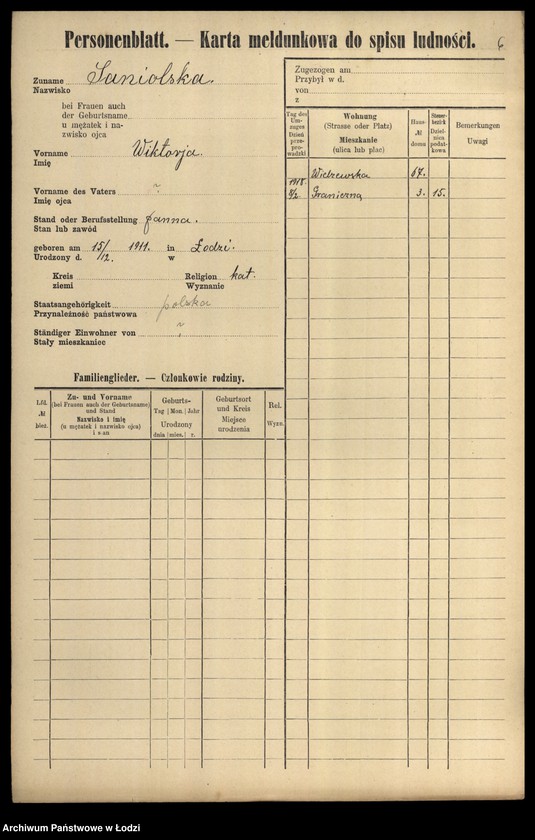 Obraz 8 z jednostki "[Spis ludności Łodzi] Samina-Sasin"