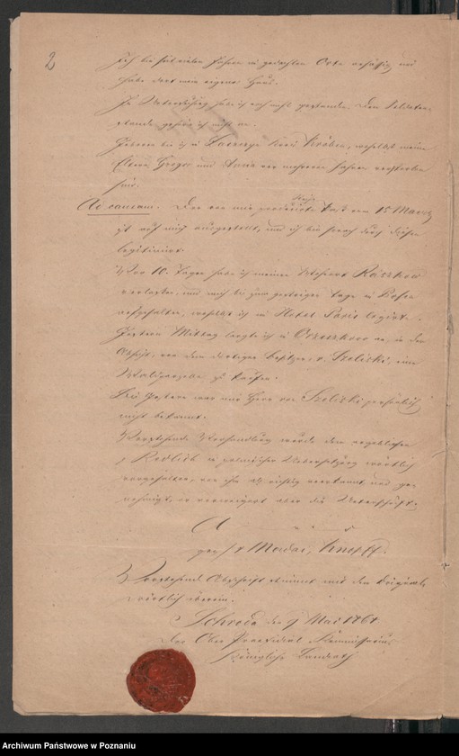 Obraz 5 z jednostki "Acta betreffend den in Orzeszkowo Kreis Schroda /Środa/ am 23.April 1864 verhafteten, angeblichen Holzkaufmann Josef Redlich aus Raszkowo, Kreis Adelnau /Odolanów/."