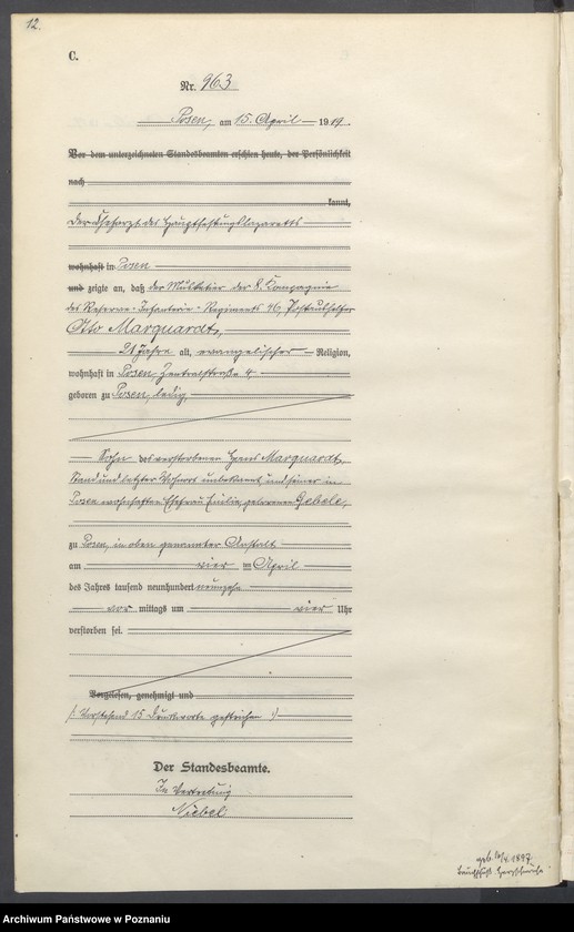 Obraz 14 z jednostki "Księga miejscowa zgonów tom III [Rejestr główny zgonów]"