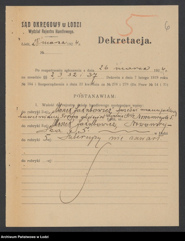 Obraz 8 z jednostki "Moszek Jakubowicz- sprzedaż manufaktury bawełnianej"