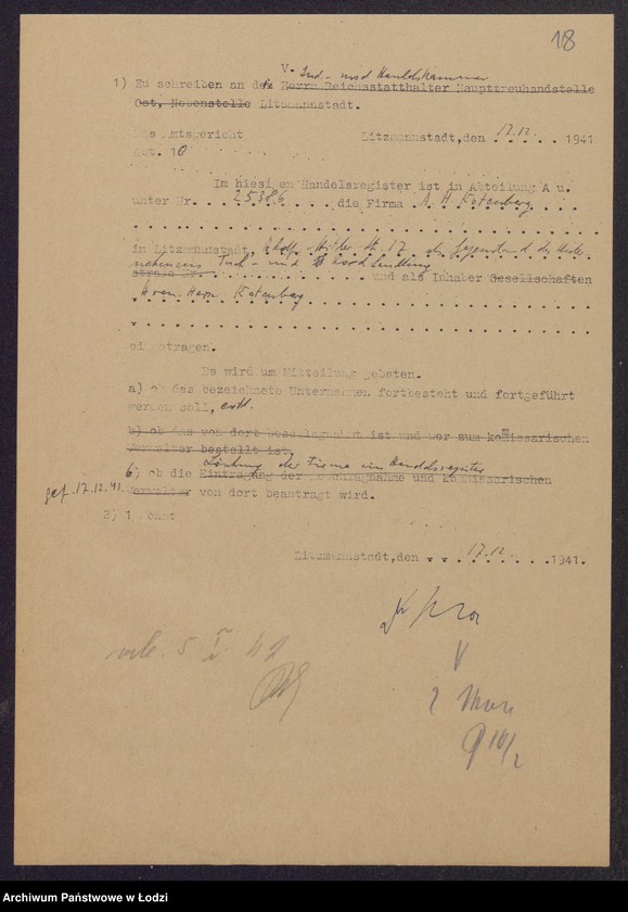 Obraz 20 z jednostki "Aron Hersz Rotenberg- skład sukna i kortów"