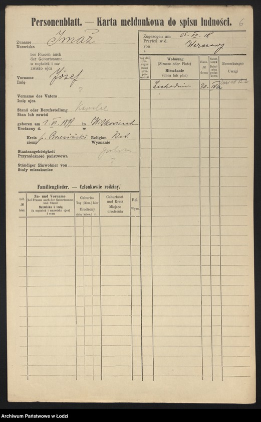 Obraz 8 z jednostki "[Spis ludności Łodzi] Imacki - Iwanowa"