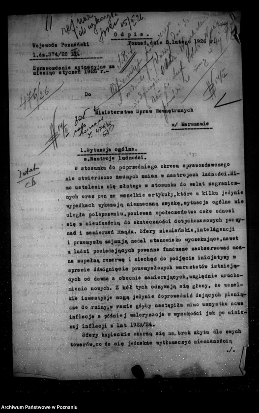 Obraz 5 z jednostki "Sprawozdania sytuacyjne miesięczne za miesiące styczeń, luty 1926 r."