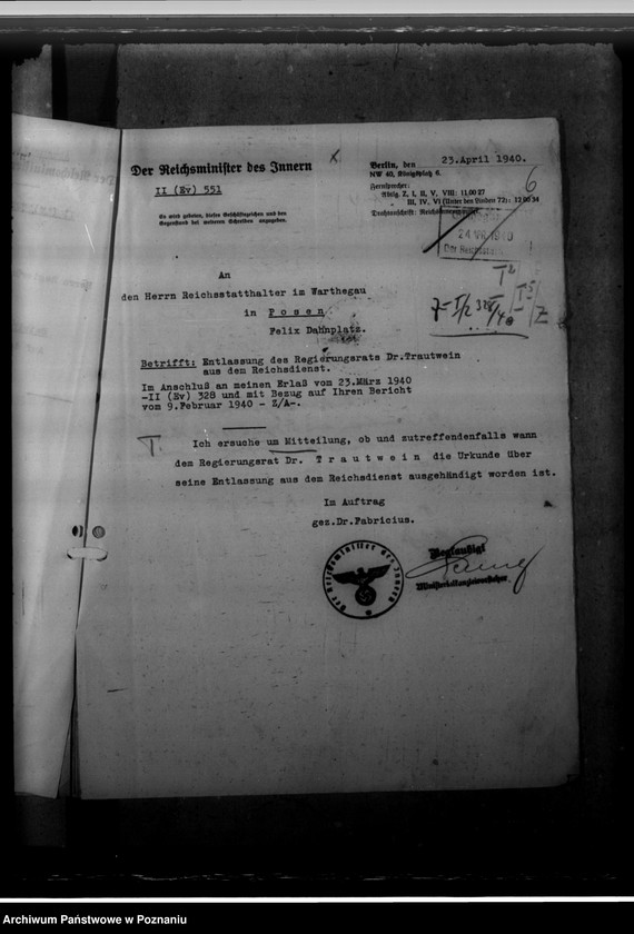 Obraz 10 z jednostki "Dr. Trautwein - Bügermeister und Kämmerer in Posen"