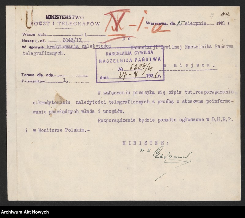 image.from.unit.number "Działalność Prezydium Rady Ministrów, Ministerstw : Poczt i Telegrafów, Kolei Żelaznych, Zdrowia, Spraw Wewnętrznych. Korespondencja z sejmem RP w sprawie lokomocji, w urzędach państwowych i armii"