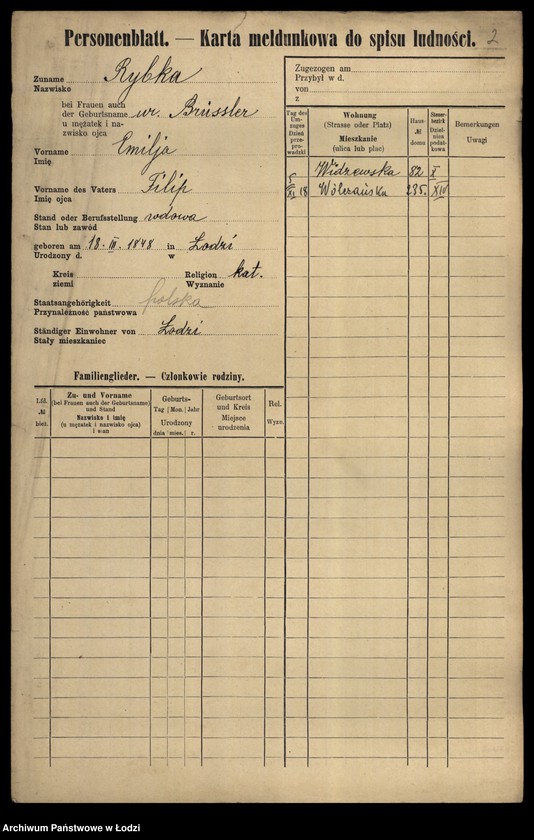 Obraz 4 z jednostki "[Spis ludności Łodzi] Rybka-Rynczkowski"