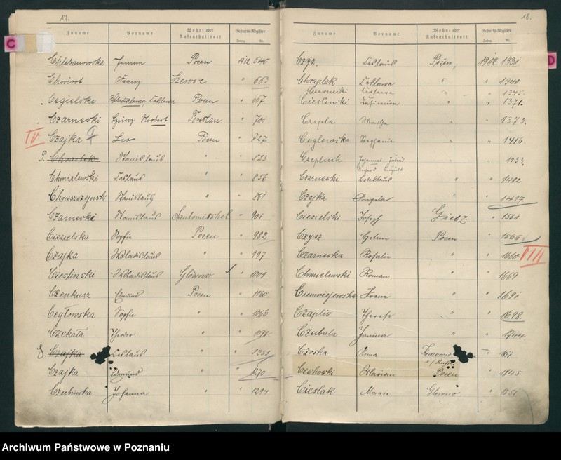 Obraz 13 z jednostki "Spis alfabetyczny urodzeń za 1912"