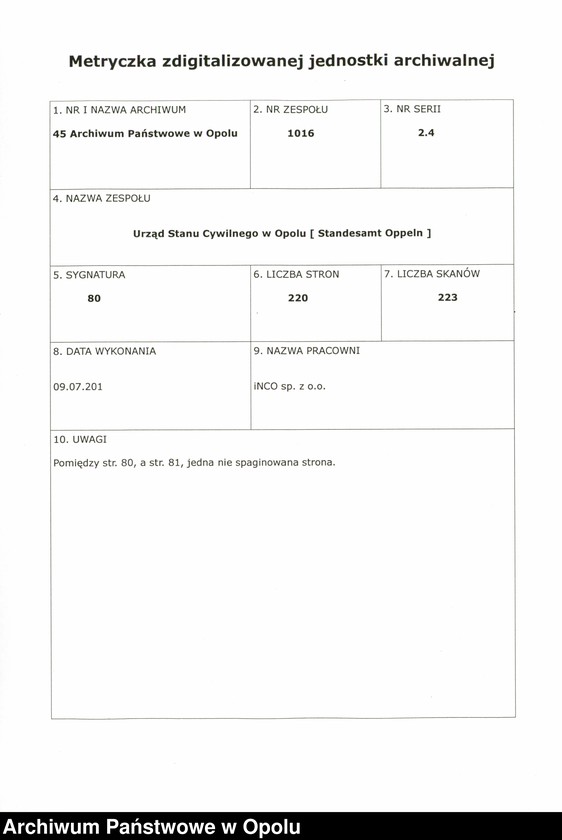 Obraz 2 z jednostki "Rejestr Małżeństw pierwopis 1879 [Opole] 1-109"