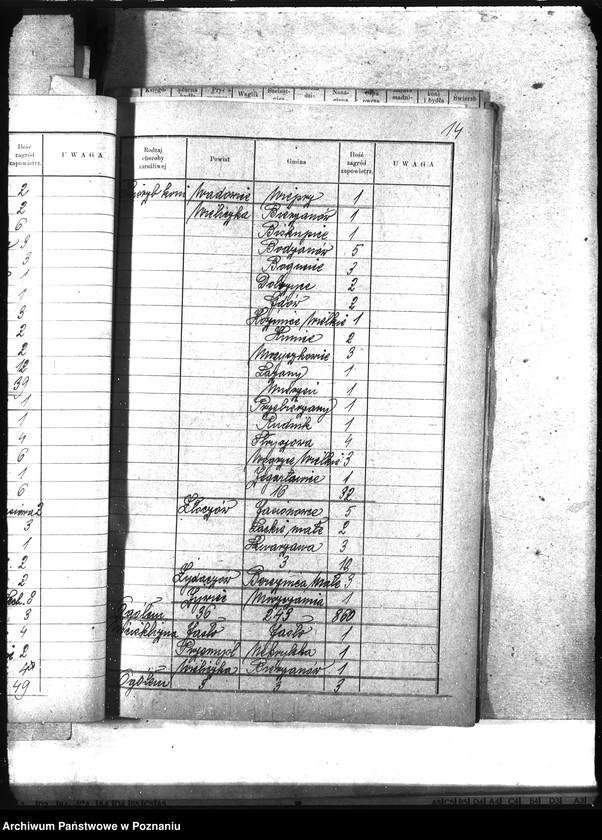 Obraz 20 z jednostki "Wykaz zaraźliwych chorób zwierzęcych Galicja"