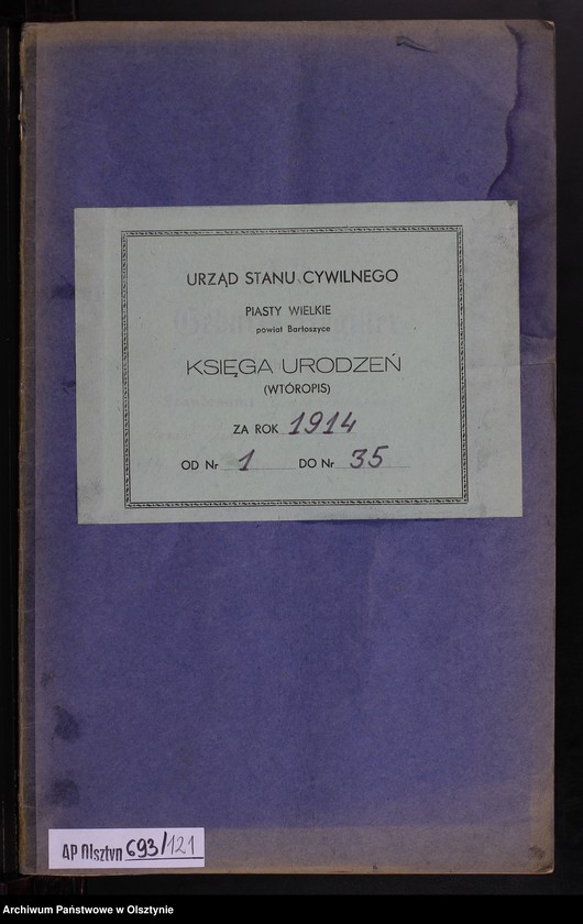 image.from.unit.number "Geburts-Neben-Register Nr 1 - 35 [Księga urodzeń- wtóropis ]"