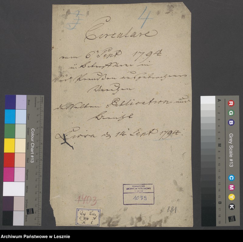 Obraz 2 z jednostki "[Zirkulare vom 6 September 1794 in Betreff der in Südpreussen ausgebrochenen Unruhen, Publikation derselben und Bericht]"