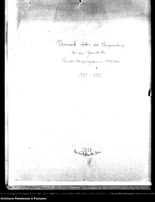Obraz 4 z jednostki "Vermerk über die Besprechung bei dem Gauleiter. Sonderbauprogramm 1940/ 41."