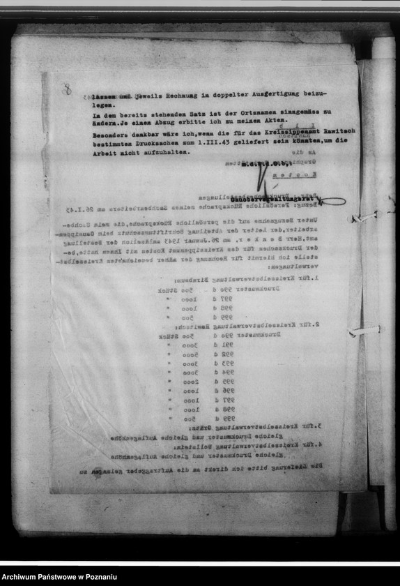 Obraz 12 z jednostki "[Korespondencja w sprawach organizacyjnych, sprawozdania z działalności], Kreissippenamt Rawitsch [Rawicz]"