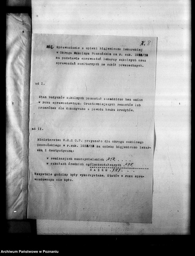 Obraz 12 z jednostki "[Sprawozdania ze stanu opieki higieniczno-lekarskiej w Okręgu Szkolnym Poznańskim]"