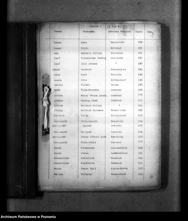 Obraz 5 z jednostki "Kreis Hohensalza (Inowrocław). Wykazy miejscowych Niemców, którzy zginęli w 1939 roku L - Z"