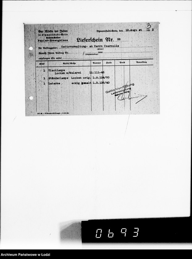 Obraz 7 z jednostki "Lampenschirme. [Dostawa dla firmy Ferro-Elektrikum]"